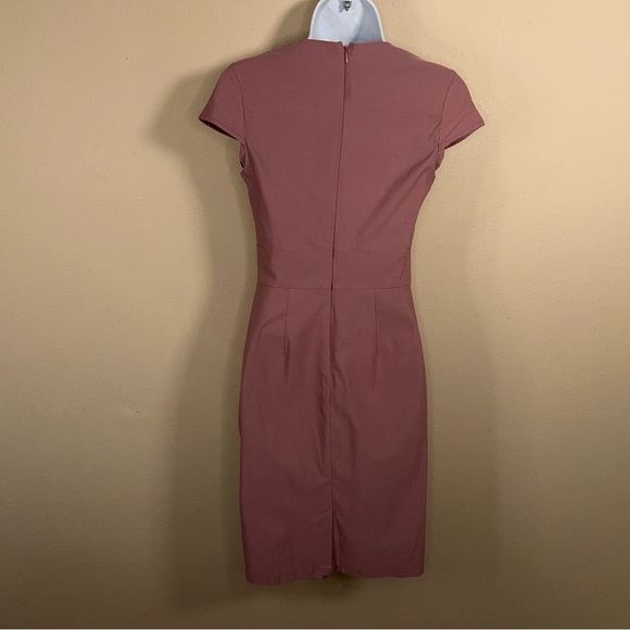 SMALL GRACE KARIN MAUVE PINK RETRO PINUP DRESS PENCIL STYLE ROCKABILLY - Picture 4 of 14